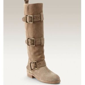 Burberry Suede Buckle Tall Boots